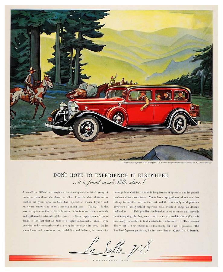1933 - LaSalle Automobile Advertisement - Color Digital Art by John Madison