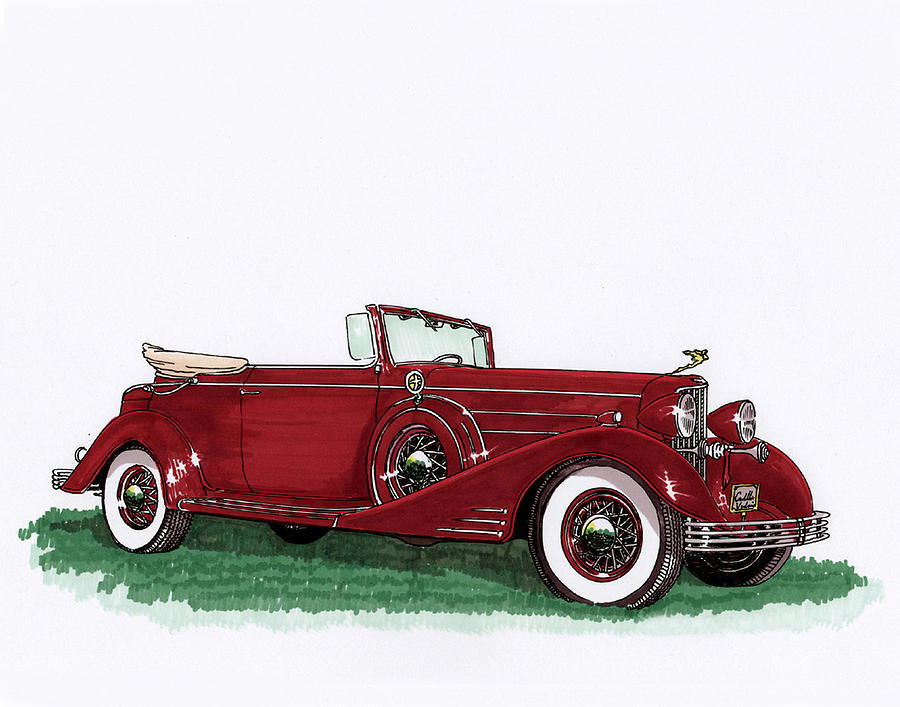 1933 Cadillac Convert Victoria Painting by Jack Pumphrey