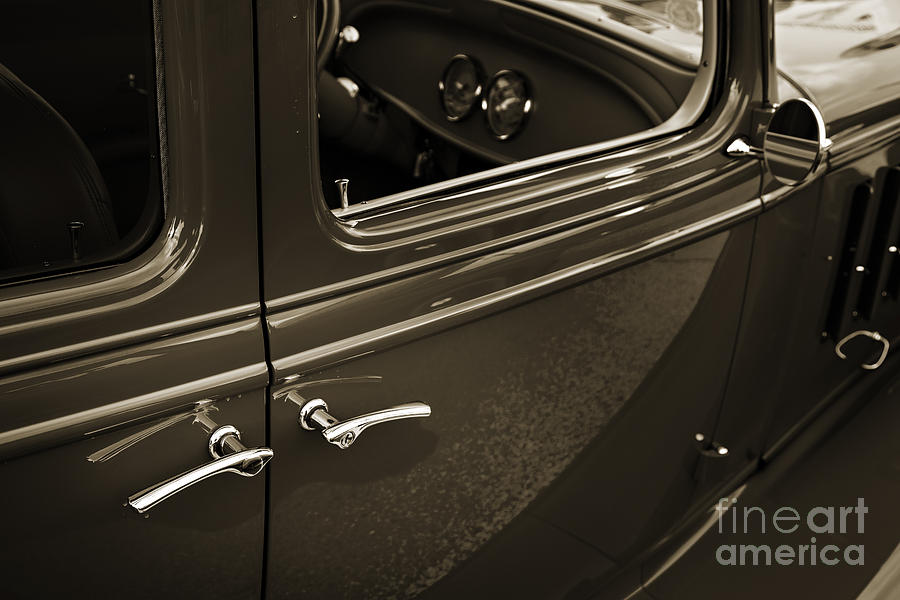 1933 Chevrolet Chevy Sedan Classic Car door handle in Sepia 3170 Photograph by M K Miller
