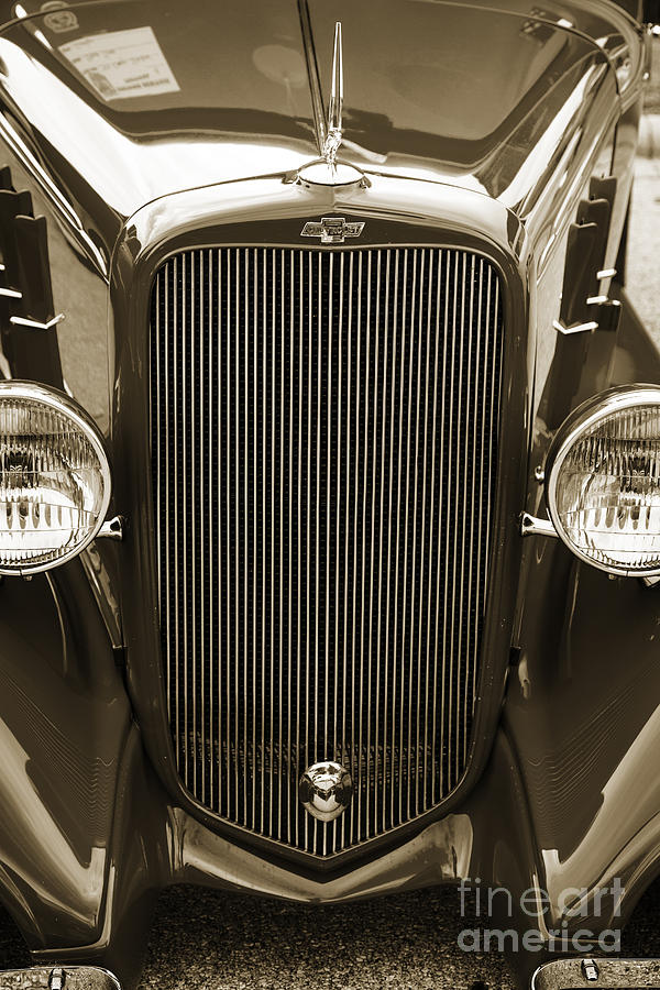 1933 Chevrolet Chevy Sedan Classic Car Grill in Sepia 3167.01 Photograph by M K Miller