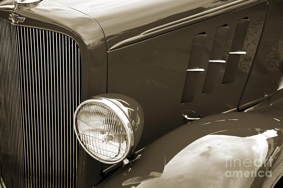 1933 Chevrolet Chevy Sedan fender of Classic Car in Sepia 3164.0 Photograph by M K Miller