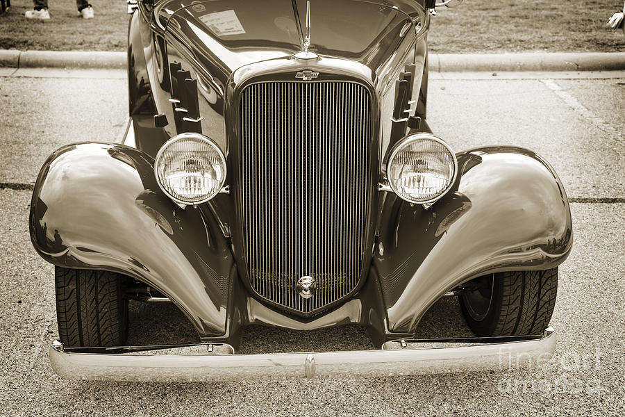 1933 Chevrolet Chevy Sedan Front End of Classic Car in Sepia 316 Photograph by M K Miller