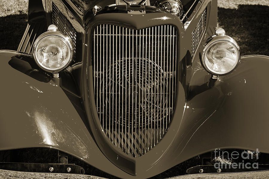 1933 Ford Vicky Automobile  Front End and Grill Sepia 3024.01 Photograph by M K Miller
