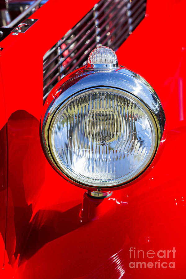1933 Ford Vicky Automobile Headlight in Red Color 3026.02 Photograph by M K Miller