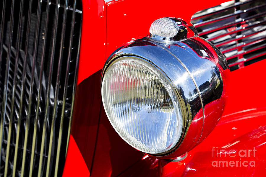 1933 Ford Vicky Automobile Headlight in Red Color 3027.02 Photograph by M K Miller