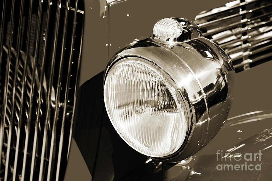 1933 Ford Vicky Automobile Headlight in Sepia 3027.01 Photograph by M K Miller