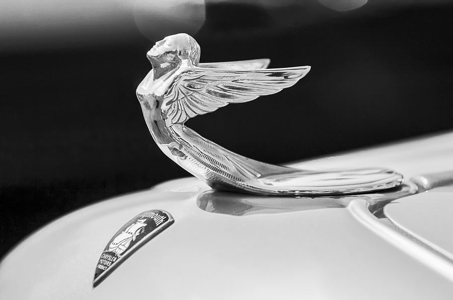 1933 Plymouth Hood Ornament -0121bw Photograph by Jill Reger