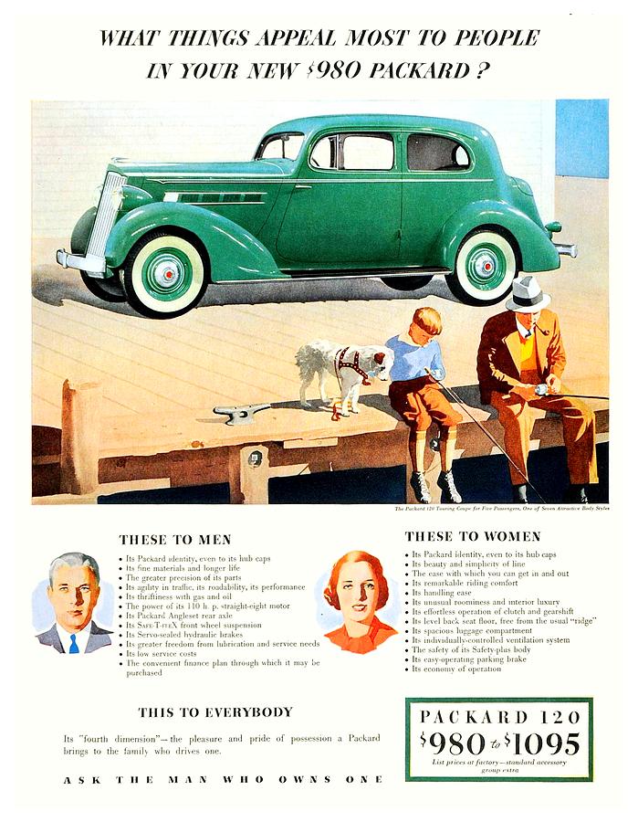 1934 - Packard - 120 Touring Coupe Automobile Advertisement - Color Digital Art by John Madison