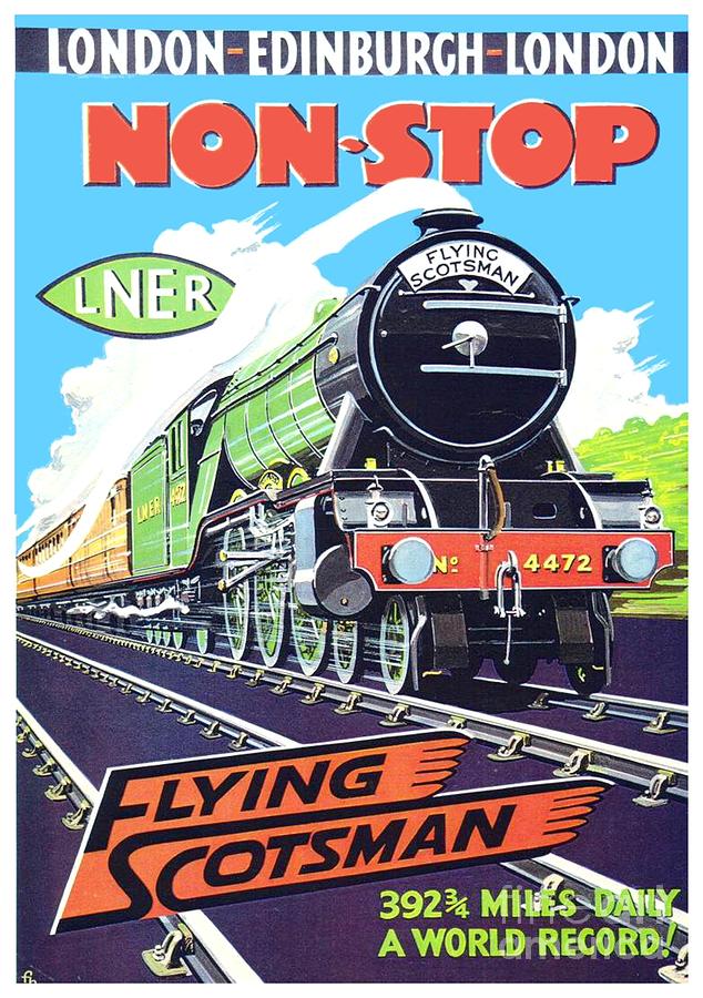 1934 - The Flying Scotsman Railroad Advertisement - Color Digital Art by John Madison