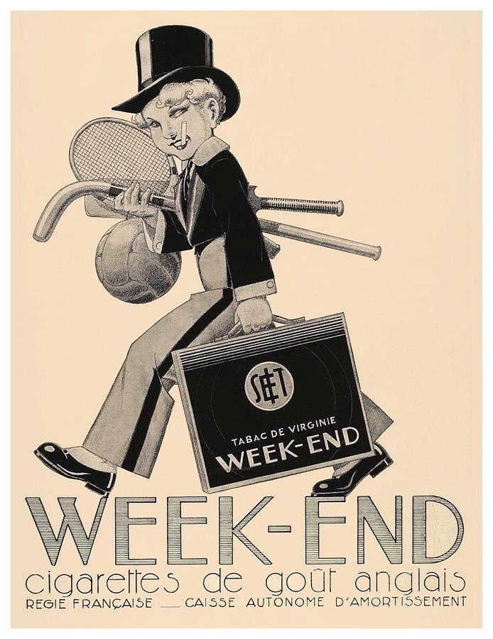 1934 - Week End Cigarettes French Advertisement Digital Art by John Madison