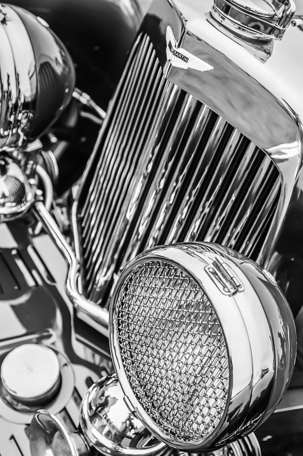 1934 Aston Martin Mark II Short Chassis 2-4 Seater - Grille Emblem -0867bw Photograph by Jill Reger