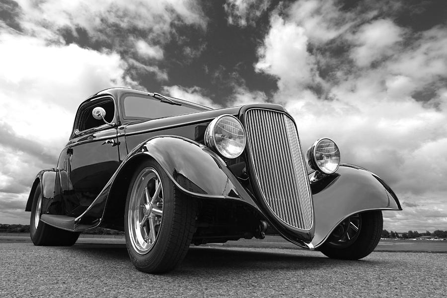 Vintage Photograph - 1934 Ford Coupe in Black and White by Gill Billington