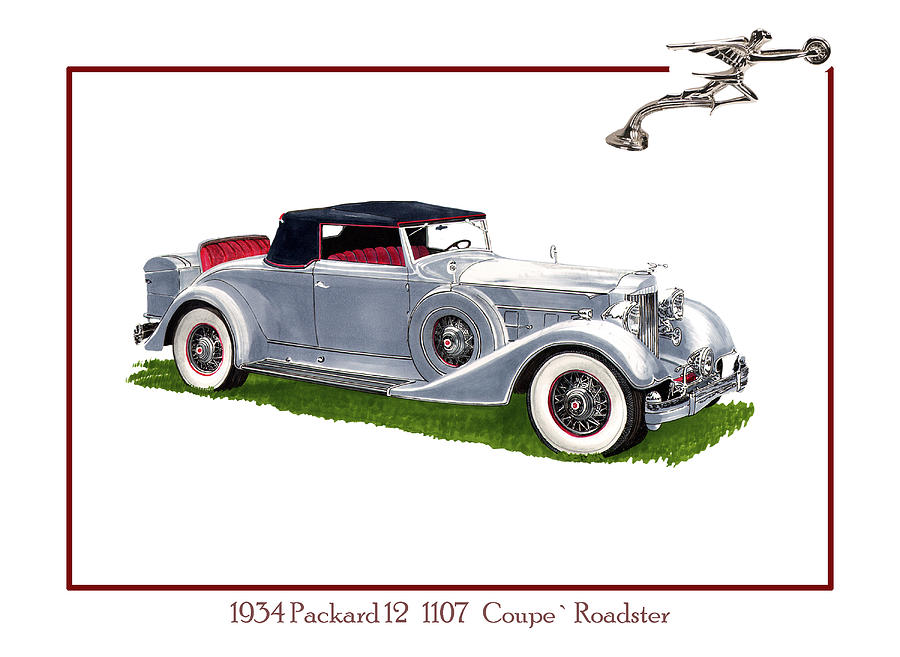 3 Painting - 1934 Packard Twelve 1107 Coupe by Jack Pumphrey