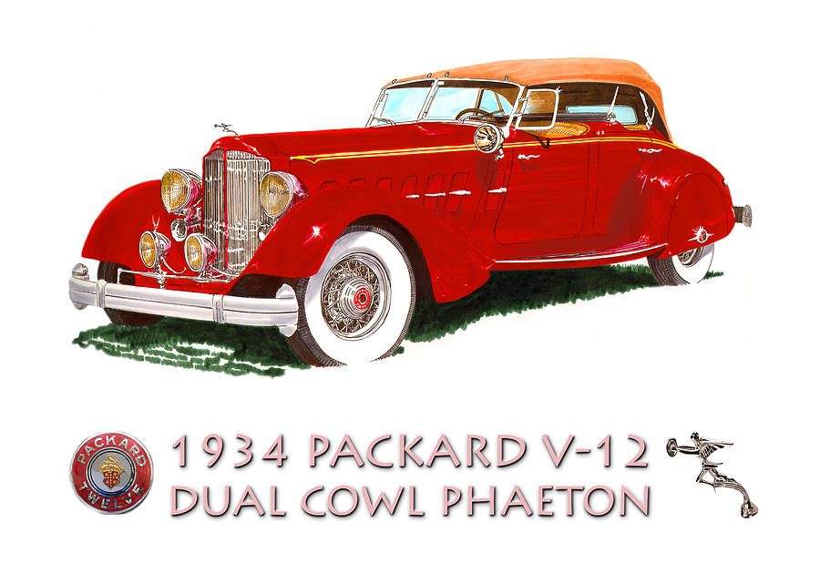 Inc. Painting - 1934 Packard V-12 Dual Cowl Phaeton by Jack Pumphrey