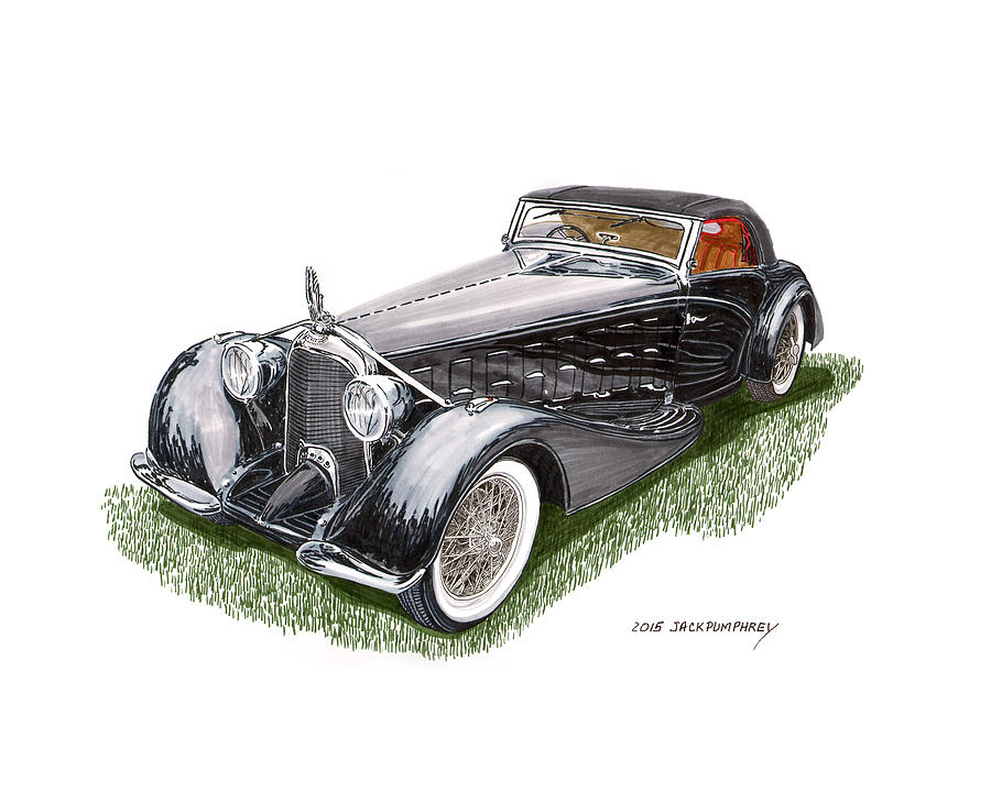 1934 Voisin C 15 Saloit Roadster Painting by Jack Pumphrey