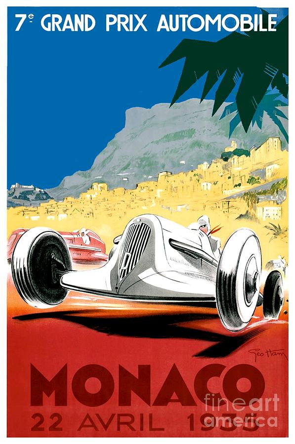 1935 - Monaco Grand Prix - 7th Annual - Poster - Color Digital Art by John Madison