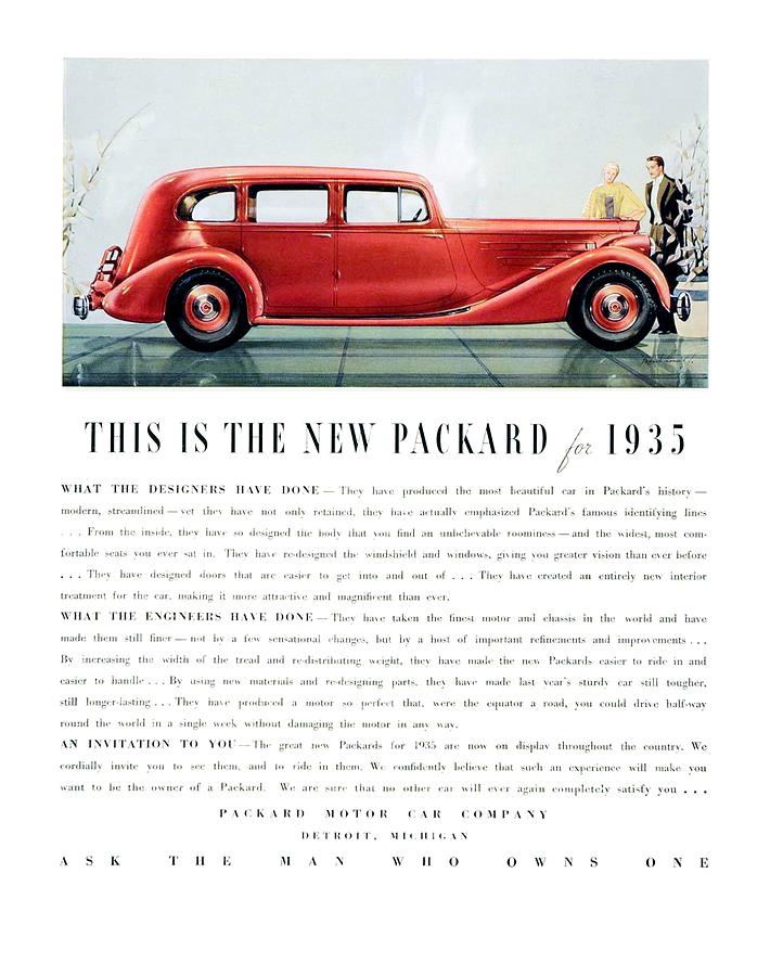 1935 - Packard Automobile Advertisement - Color Digital Art by John Madison