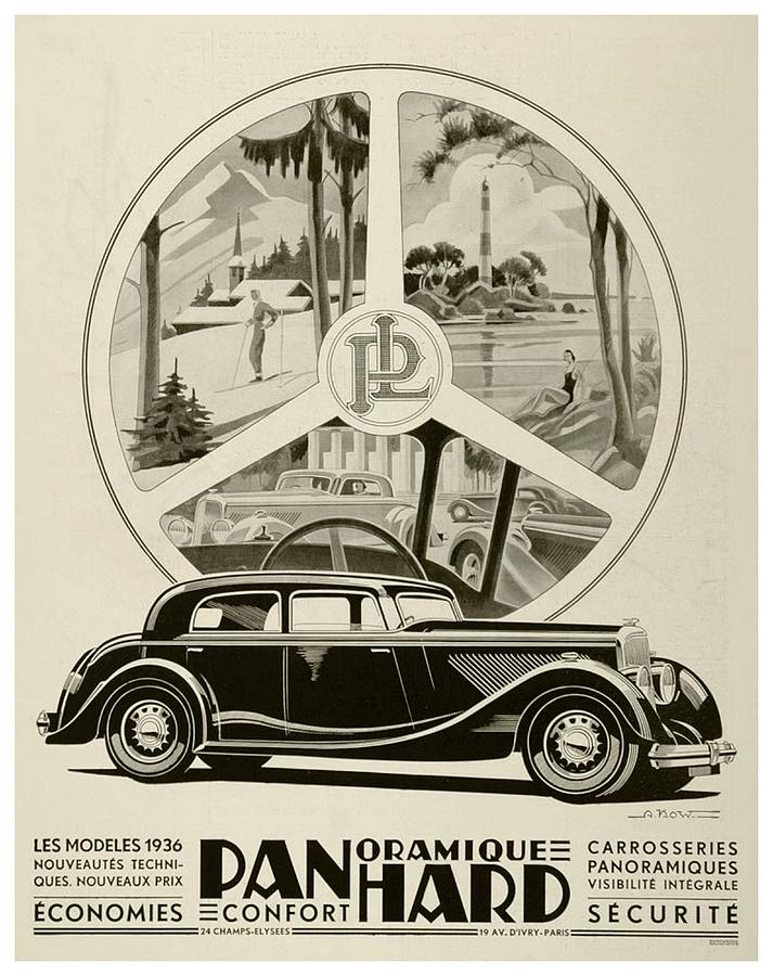 1935 - Panhard Panoramique French Automobile Advertisement Digital Art by John Madison