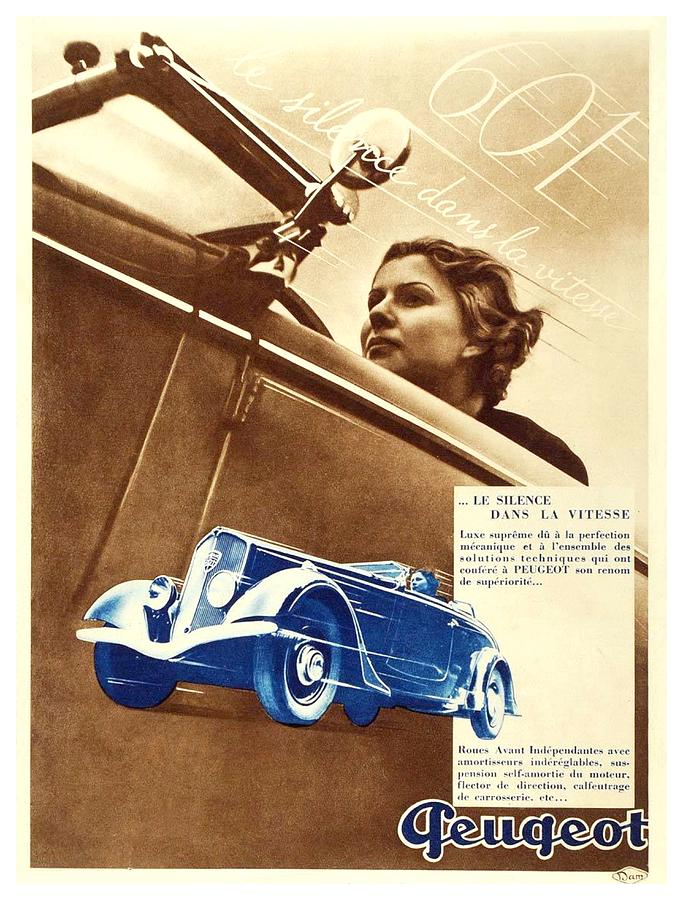1935 - Peugeot 601 French Automobile Advertisement - Color Digital Art by John Madison