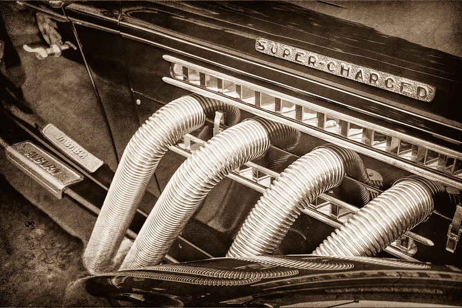 1935 Auburn Side Pipes - Emblem Photograph by Jill Reger
