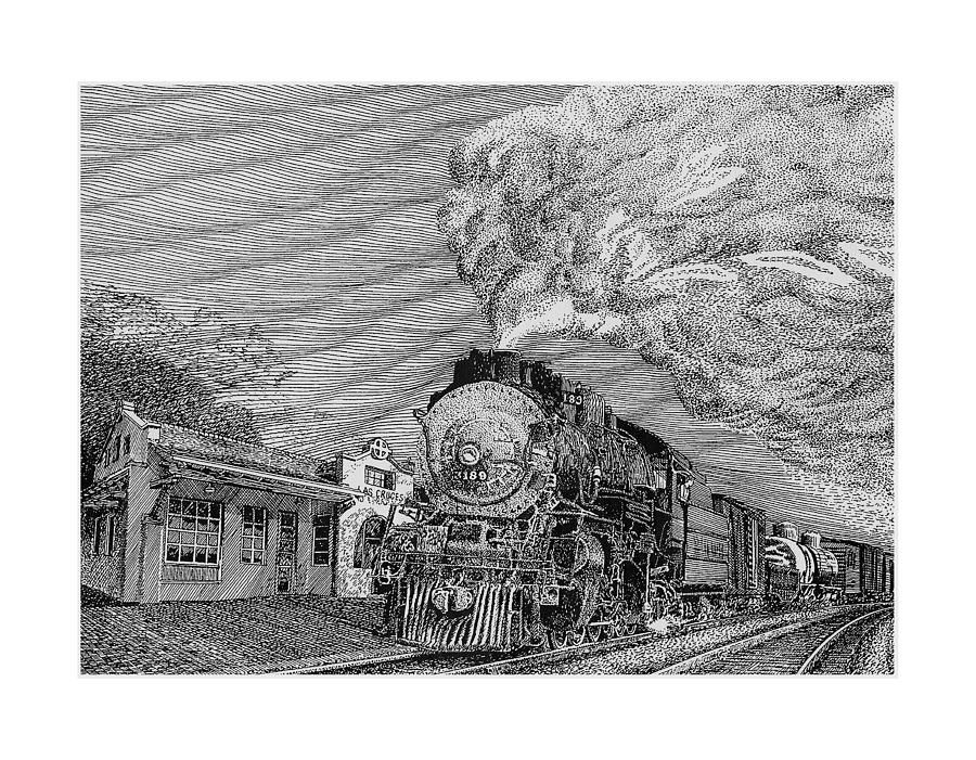 1935 Baldwin Locomotive 2442 Drawing by Jack Pumphrey