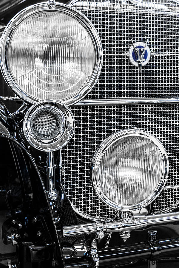 1935 Cadillac V12 Roadster Emblem and Headlights 2 Photograph by Ron Pate