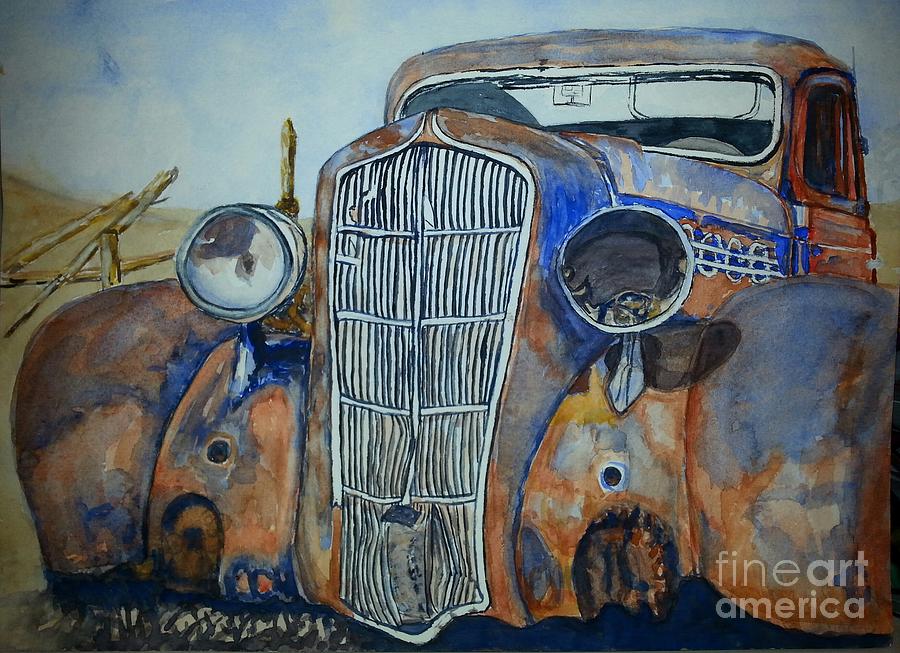 Car Painting - 1935 Plymouth Coupe by DJ Laughlin Car Painting - 1935 Plymouth Coupe by DJ Laughlin