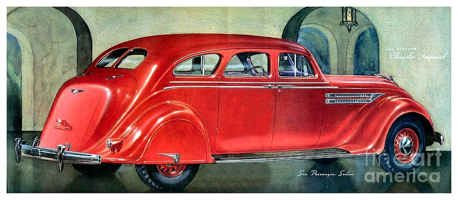 1936 - Chrysler Imperial Airflow Automobile Advertisement - Color Digital Art by John Madison