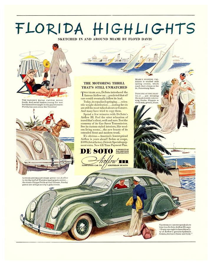 1936 - De Soto Airflow III Automobile Advertisement - Color Digital Art by John Madison