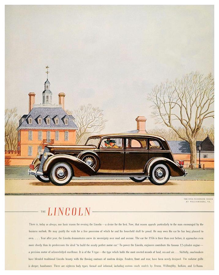 1936 - Lincoln Automobile Advetisement - Color Digital Art by John Madison
