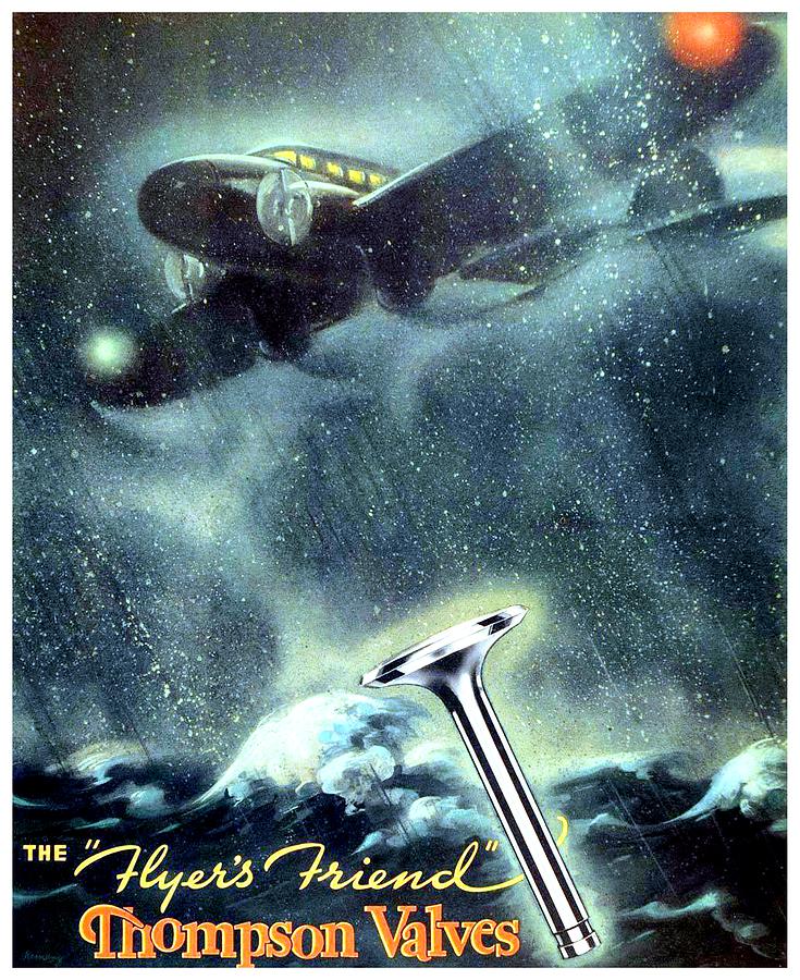 1936 - Thompson Valves Advertisement - Poster - Color Digital Art by John Madison