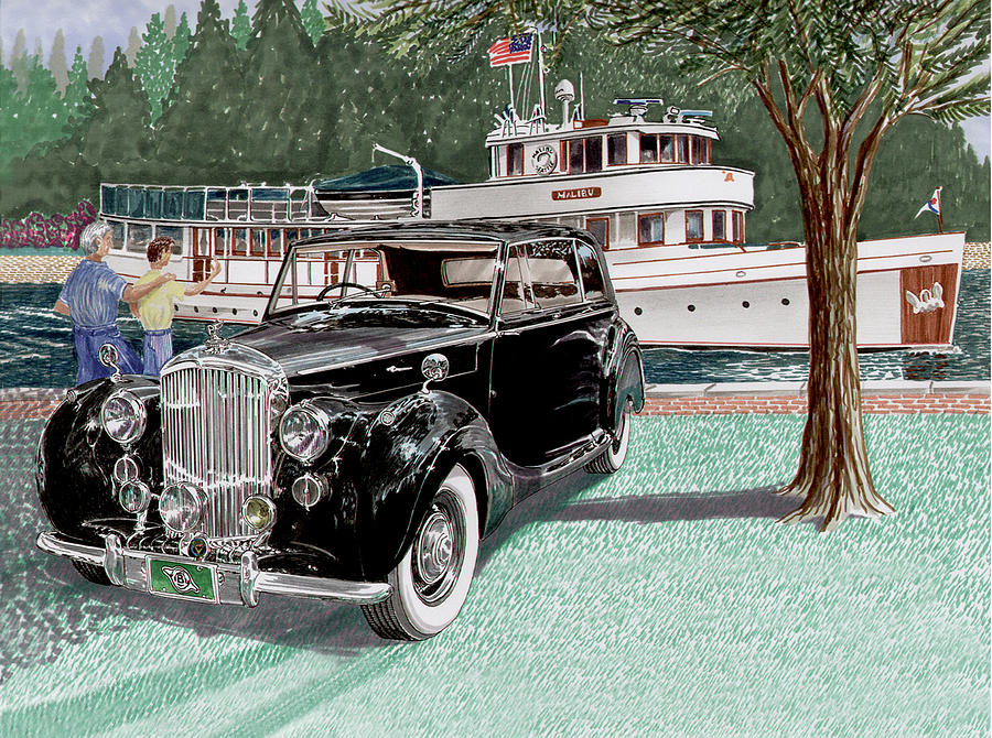 Bentleys Painting -  Bentley Waving to Malibu by Jack Pumphrey