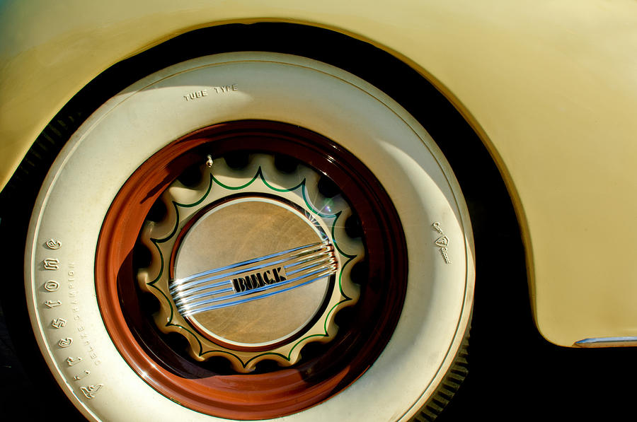 Car Photograph - 1936 Buick 40 Series Wheel Emblem by Jill Reger