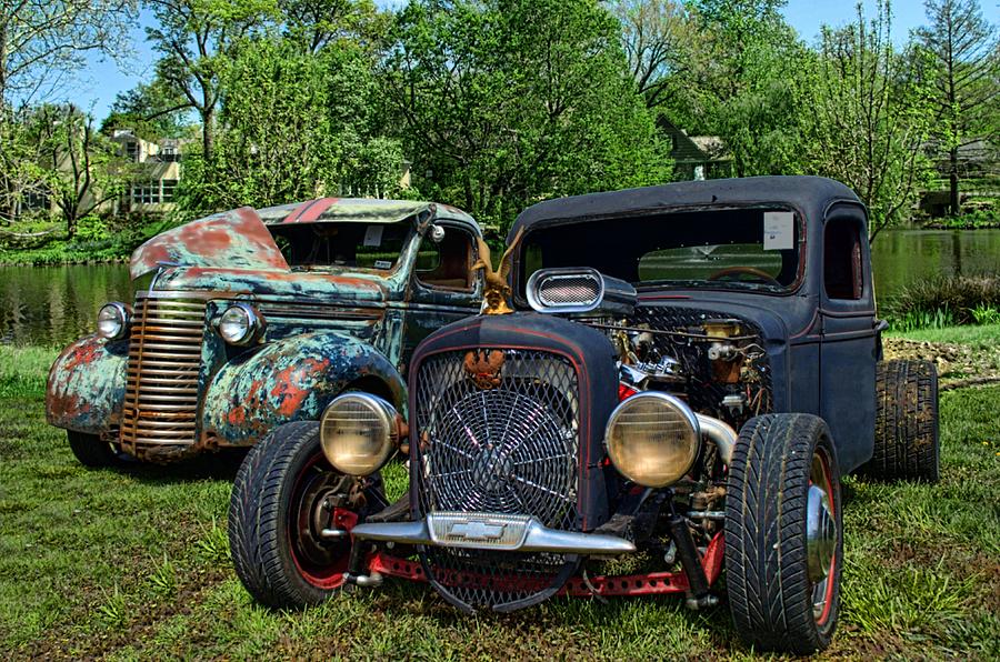 1936 Chevrolet and 1939 Chevrolet Rat Rod Pickups Photograph by Tim McCullough