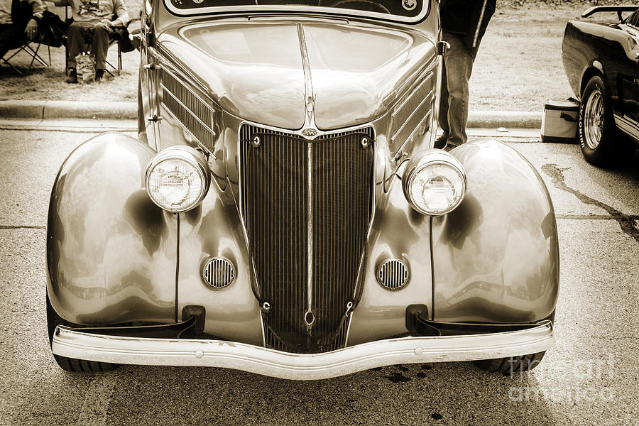 1936 Ford Roadster Classic Car or Automobile Front End in Sepia  3116.01 Photograph by M K Miller