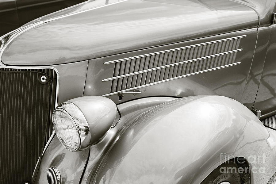 1936 Ford Roadster Classic Car or Automobile Front Fender in Sepia  3118. Photograph by M K Miller