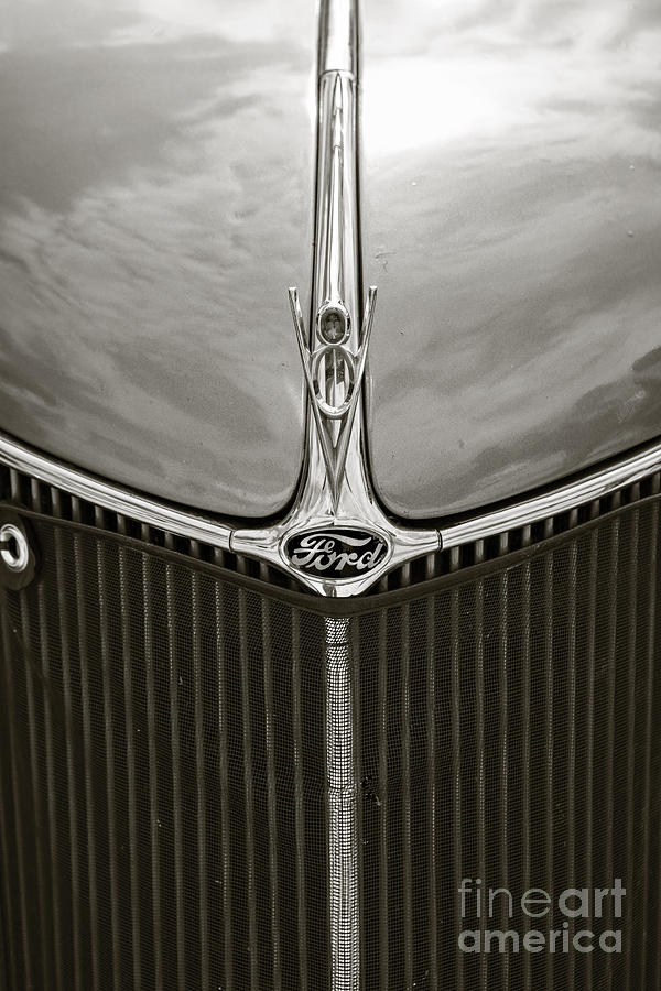 1936 Ford Roadster Classic Car or Automobile Front Grill in Sepia  3117.0 Photograph by M K Miller