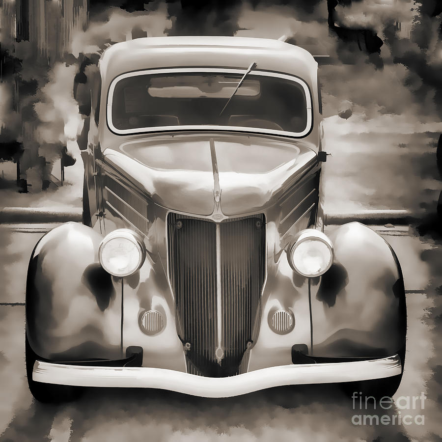 1936 Ford Roadster Classic Car or Automobile Painting in Sepia  3120.01 Photograph by M K Miller
