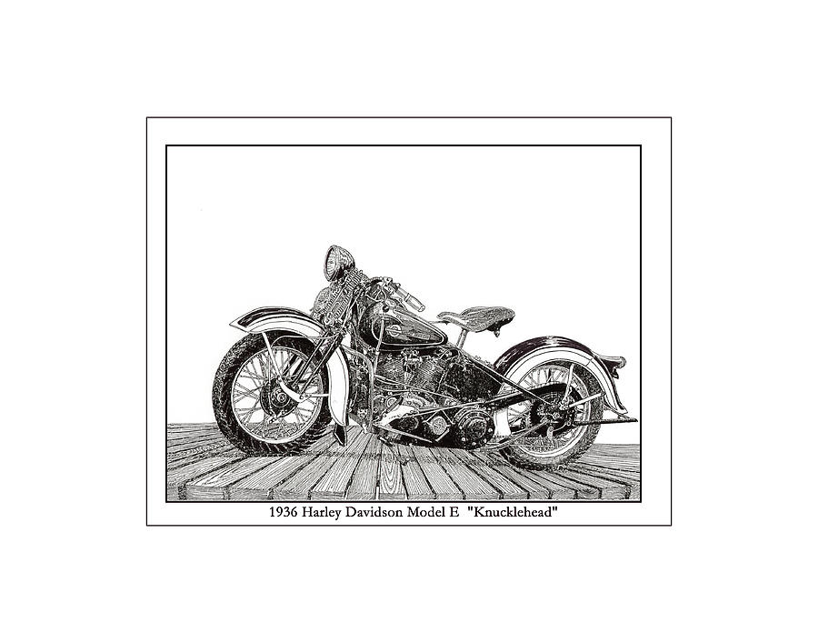 Harleys Painting - 1936 Harley Knucklehead by Jack Pumphrey