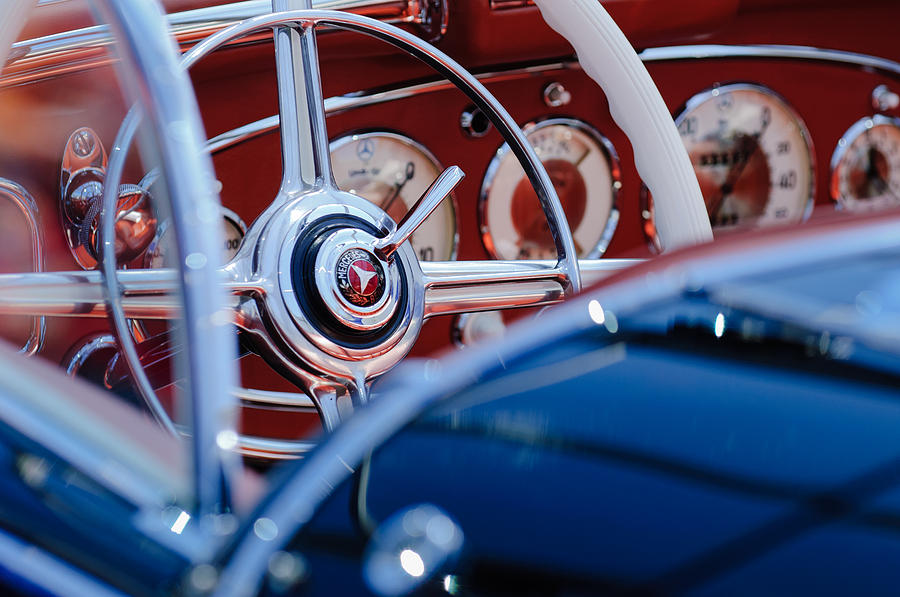 1936 Mercedes-Benz 540 Special Roadster Steering Wheel Photograph by Jill Reger