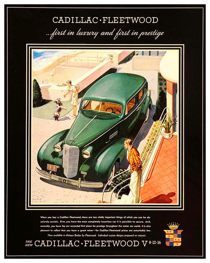 1937 - Cadillac Fleetwood Sedan Advertisement - Color Digital Art by John Madison