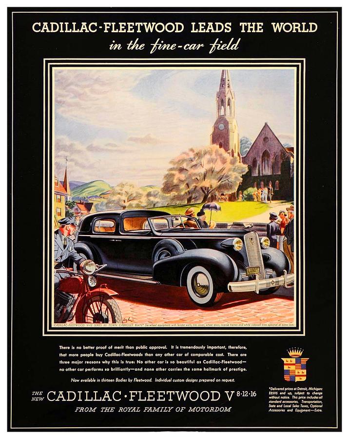 1937 - Cadillac Fleetwood Limousine Advertisement - Color Digital Art by John Madison