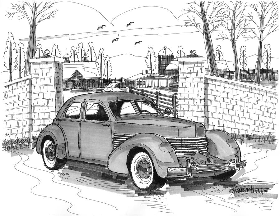 1937 Cord 812 Drawing by Richard Wambach