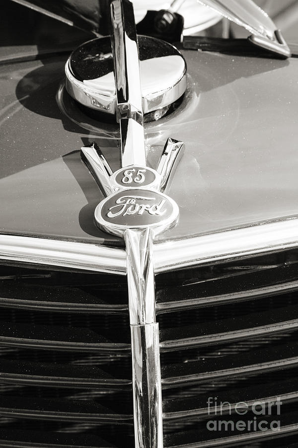 1937 Ford Pickup Truck Classic Car Emblem Photograph in Sepia 33 Photograph by M K Miller