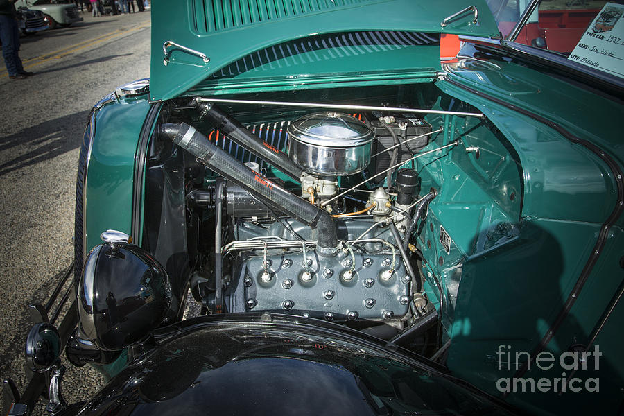 1937 Ford Pickup Truck Classic Car Engine Photograph in Color 33 Photograph by M K Miller