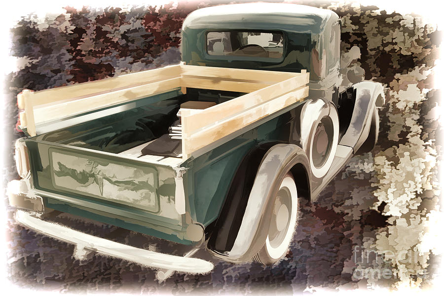 1937 Ford Pickup Truck Spare Tire Classic Car Painting in Color  Painting by M K Miller