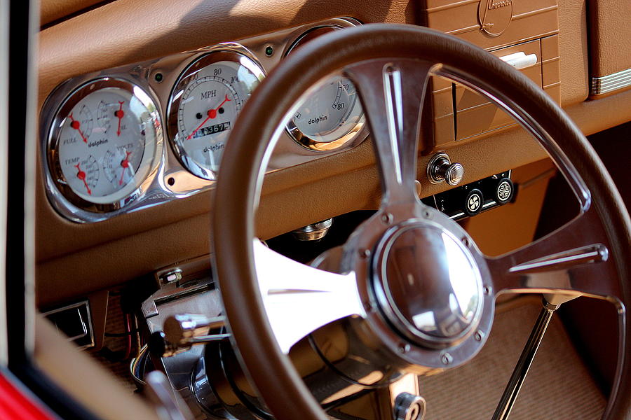 1937 Ford Sterring Wheel Photograph by Rosanne Jordan