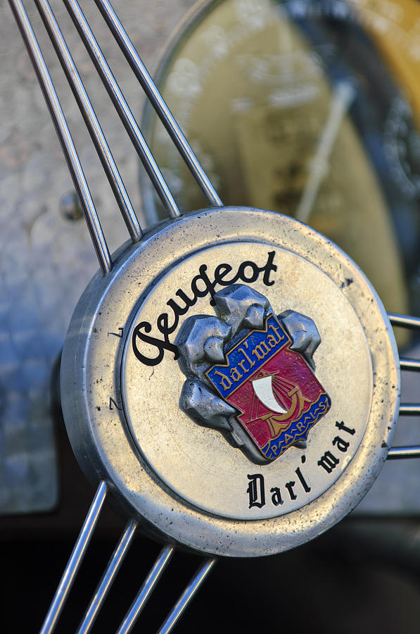1937 Peugeot 402 Darlmat Legere Special Sport Roadster Recreation Steering Wheel Emblem Photograph by Jill Reger