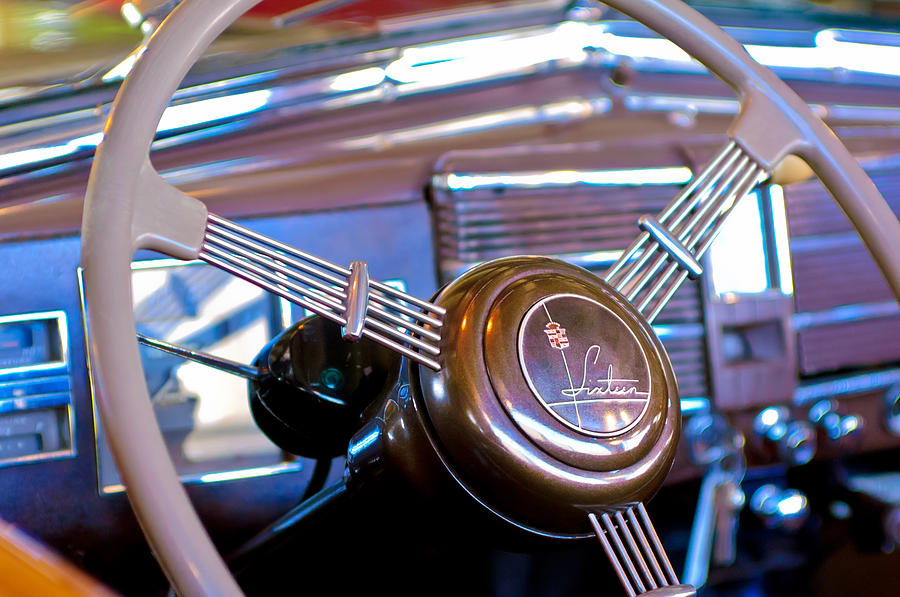 1938 Cadillac V-16 Presidential Convertible Parade Limousine Steering Wheel Photograph by Jill Reger