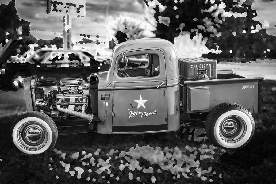 1938 Chevy Pick up Truck Rat Rod BW Photograph by Rich Franco